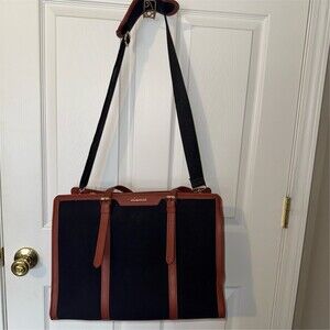 LOVEVOOK Laptop Tote Computer Office Bag Womens Large 15.6” Black Brown Trim